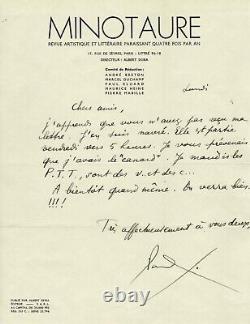 Paul ELUARD Autographed signed letter I curse the P.T.T, they are a v