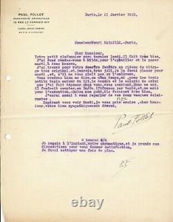 Paul Follot Architect Decorator Letter Autograph Signed Quote Henry Bataille