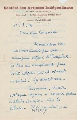Paul Signac Rare Autograph Letter Signed On His Engagement