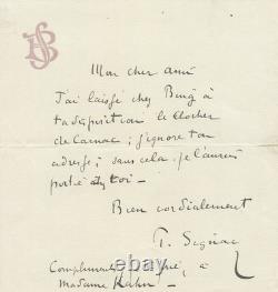 Paul Signac Signed handwritten letter to Gustave Kahn