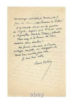 Paul Valery / Autograph Letter Signed / Poetry / Picasso / Derain / Works
