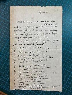 Paul Valéry, Letter In Autograph Rhymes Signed To Francis De Miomandre