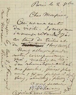 Paul Verlaine Autograph Letter Signed Verlaine Sends The Poetry Of Rimbaud