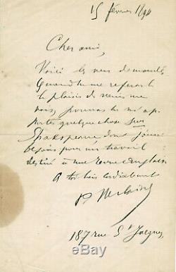 Paul Verlaine / Autographed Letter Signed February 15, 1894