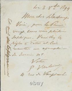 Paul Verlaine Signed Autograph Letter