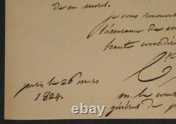 Philibert Curial Autographed Letter Signed to Charles Yves Coëtlosquet 1824
