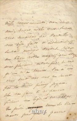 Photographer Autograph Letter Signed Auguste Vacquerie Marine Poetry Le Havre