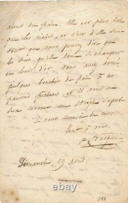 Photographer Autograph Letter Signed Auguste Vacquerie Marine Poetry Le Havre
