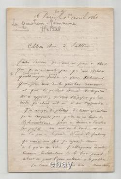 Pierre Jules Hetzel Signed Autograph Letter: Anger vs. Dentu / Edmond About, 1861
