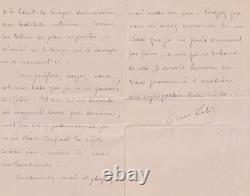 Pierre LOTI Signed Autograph Letter Confesses His Fatigue and Overwork