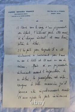 Pierre Mandès France Beautiful Autograph Letter Signed 31/07/1931