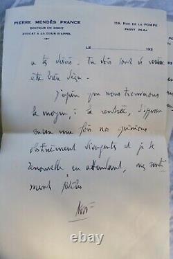 Pierre Mandès France beautiful autographed letter signed 31/07/1931