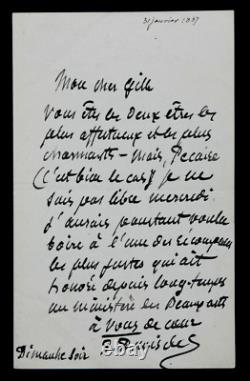Pierre Puvis de Chavannes Signed Autographed Letter, 1887