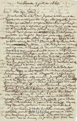 Pierre-joseph Proudhon Long Signed Autograph Letter. War And Peace