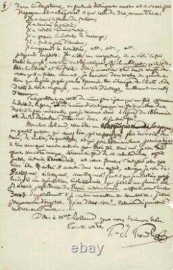 Pierre-joseph Proudhon Long Signed Autograph Letter. War And Peace