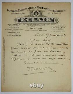 Pinchon Joseph Autographic Letter Signed, Cinema Industrial Society, 1921