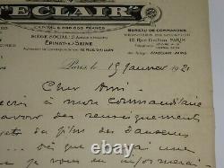 Pinchon Joseph Autographic Letter Signed, Cinema Industrial Society, 1921
