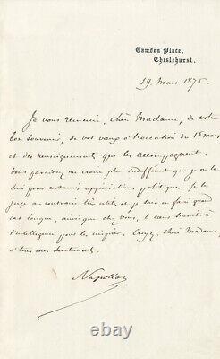 Prince Imperial Signee Letter (1856-1879), March 19, 1876, Camden Place (gb)
