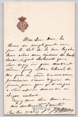 Prince Joachim Murat: 2 autograph letters signed, steeplechases, 1869