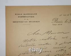ROCHE Jean-Baptiste SIGNED AUTOGRAPH LETTER, HIGHER SCHOOL OF AERONAUTICS, 1912