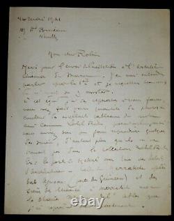 ROMBERG Maurice AUTOGRAPH SIGNED LETTER, NEUILLY SUR SEINE, 1921