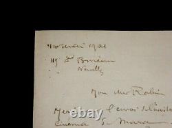 ROMBERG Maurice AUTOGRAPH SIGNED LETTER, NEUILLY SUR SEINE, 1921