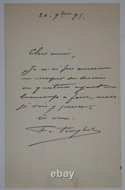 ROYBET Ferdinand SIGNED AUTOGRAPH LETTER, PAINTER ENGRAVER, 1895