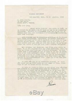 Ramon Novarro / Signed Letter (1939) / Silent Film / Rudolph Valentino /