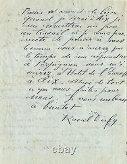 Raoul Dufy Autograph Letter Signed About His Painting. 4 Pages