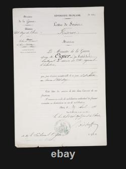 Raoul de Boisdeffre handwritten signed service letter, 1893