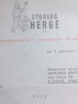 Rare Beautiful Letter Typed Signed Hergé Autograph Dedication 1978 Tintin Signed