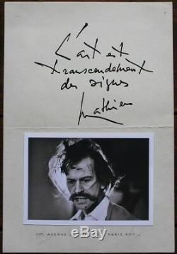 Rare Document Georges Mathieu Thinking About Art + Autograph Letter Signed 2 Pp