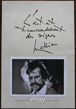 Rare Document Georges Mathieu Thought On Art + Signed Autograph Letter 2 Pp