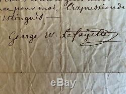 Rare Las Autograph Letter Signed George Washington Fayette America 1848