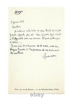Raymond Queneau / Signed Autograph Letter / Nrf / Ulipo / Poetry / Roman