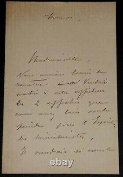 Regamey Félix Autographic Letter Signed, Exposure Of Miniaturistes