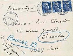 René CHAR's poignant autographed letter to Paul ELUARD shortly before his death