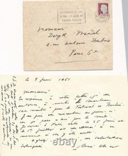 René Char autograph signed letter, Le Marteau sans maître, Boulez, Deryk Mendel