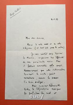 Roger Caillois Signed Autograph Letter / Soljenitsyne