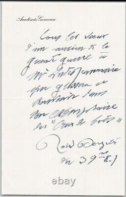 Roland DORGELES Autographed Letter Signed by a Veteran of the Great War