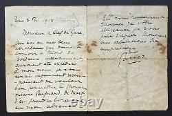 Roland Garros Rare Autograph Letter Signed About His 1913 Aeroplanes
