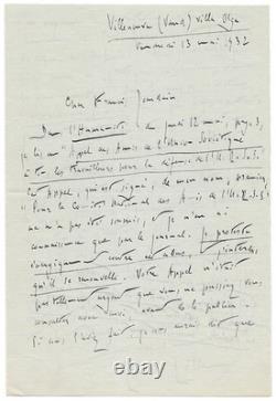 Romain ROLLAND / Signed Autograph Letter / Humanity / Communism / Doumer