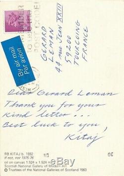 Ronald B. Kitaj Autographed Postcard Signed In English