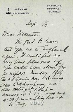 Rudyard KIPLING Handwritten letter signed to a viscount