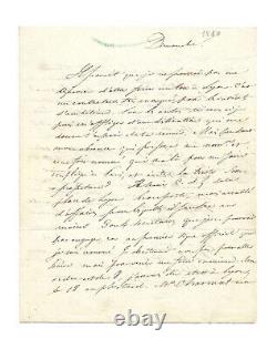 STENDHAL / Autographed Letter / Love / Desire / Grief / Lover