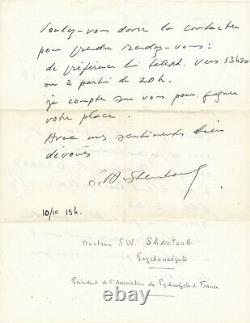 Salem Shentoub Psychiatrist Psychoanalysis Autograph Letter Signed Patient