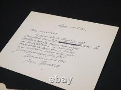 Samuel Beckett Signed Autograph Card On the Rehearsals of Comedy