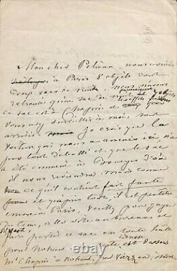 Sand George Autograph Letter Signed Evoking Chopin (1841)