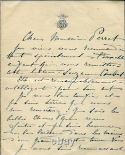 Sarah Bernhardt Autography Letter Signed To Architect Auguste Perret In 1918
