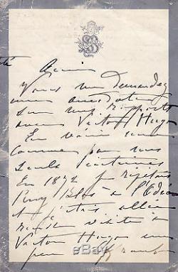 Sarah Bernhardt Beautiful Autograph Letter Signed About Victor Hugo